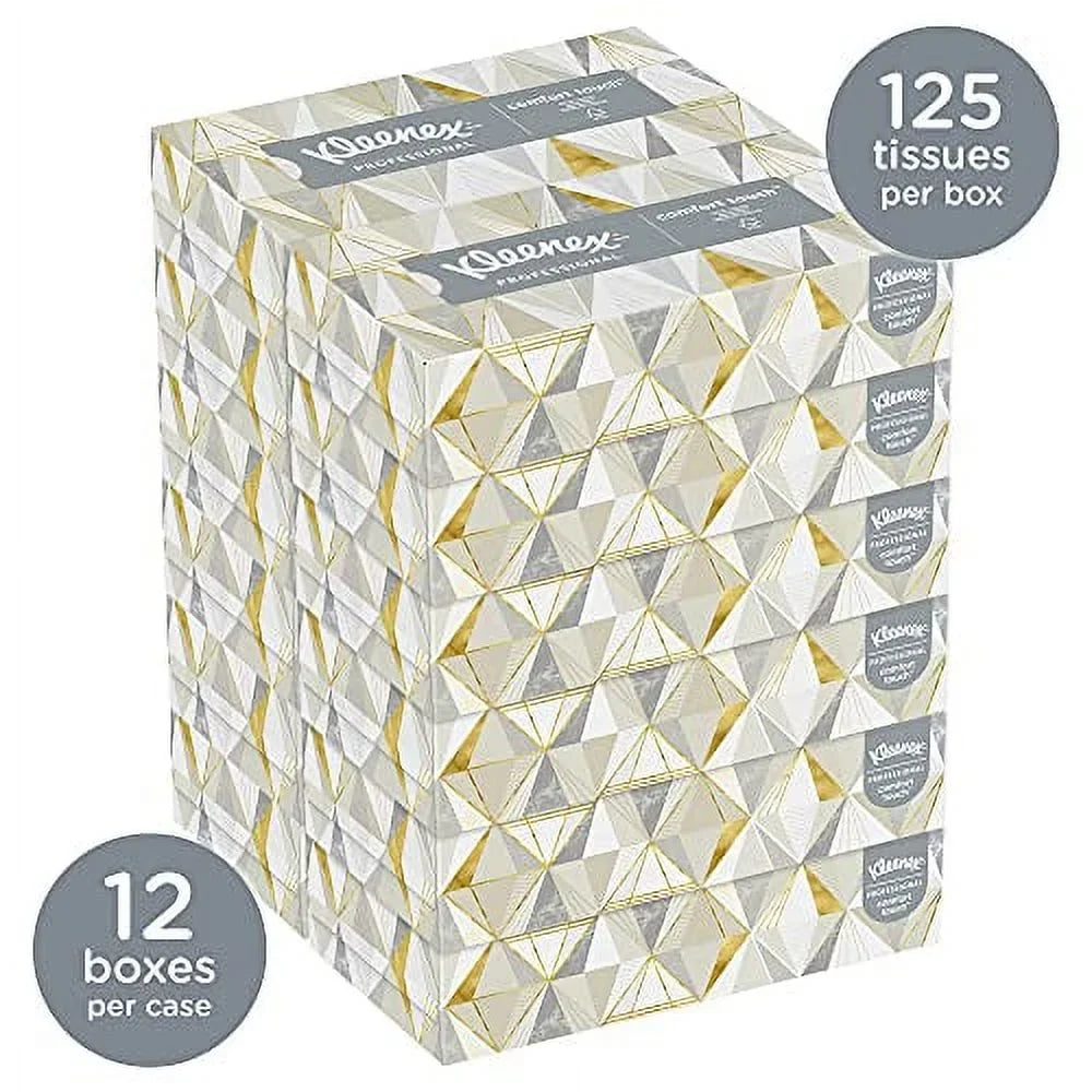 Kleenex Tissues per 8-3/5 125 8-2/5 Facial White, x Inch, Box, Count 12 Tissue,