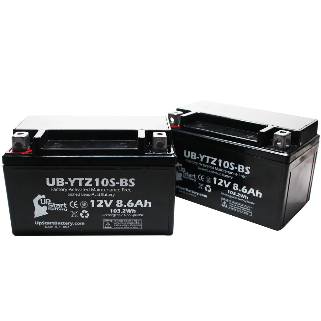 UpStart 12V, Motorcycle Battery 8.6Ah, UB-YTZ10S-BS Maintenance Battery Yamaha Free, Replacement Activated, 2-Pack Factory 1000CC YZF-R1 - 2011