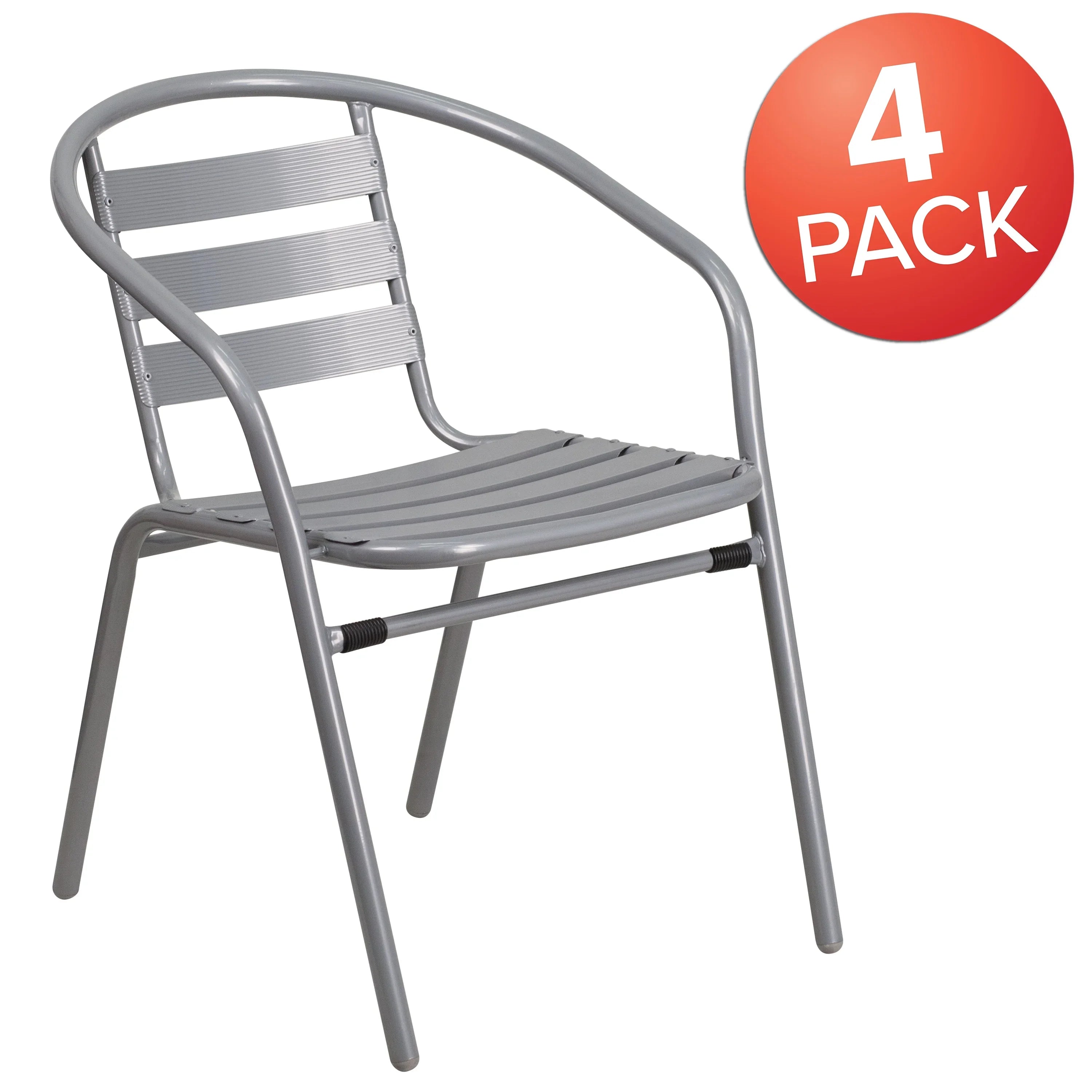 with Pack Silver Aluminum Metal Flash 4 Chair Furniture Slats Restaurant Stack