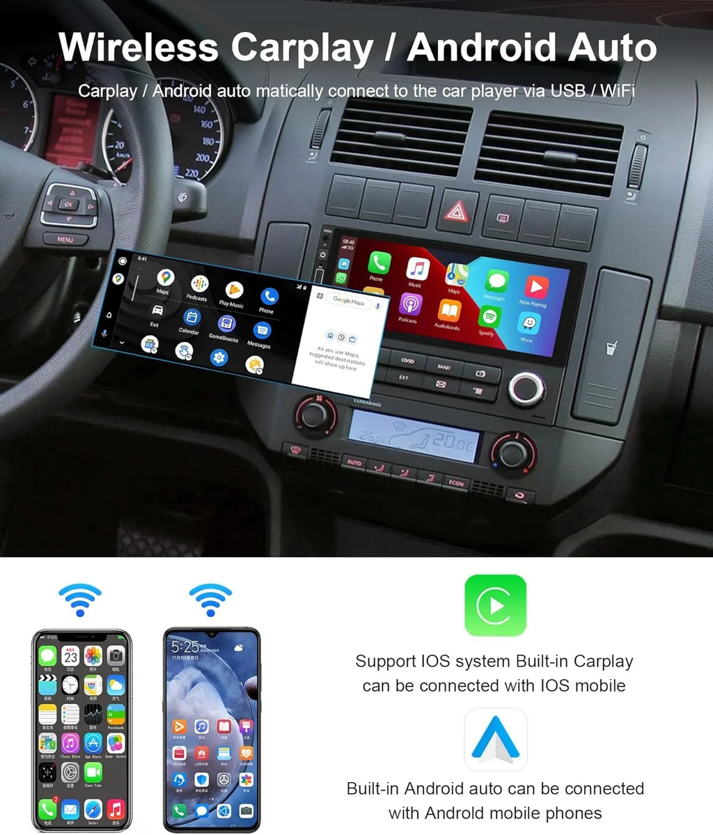 Carplay 2G+32G Car Radio Din Android Auto 6.86 GPS Dash podofo Unit Bluetooth Backup in Touch HD Wireless Stereo HiFi THONZER Camera WiFi Audio Car Screen Head Android Single inch Subwoofer with