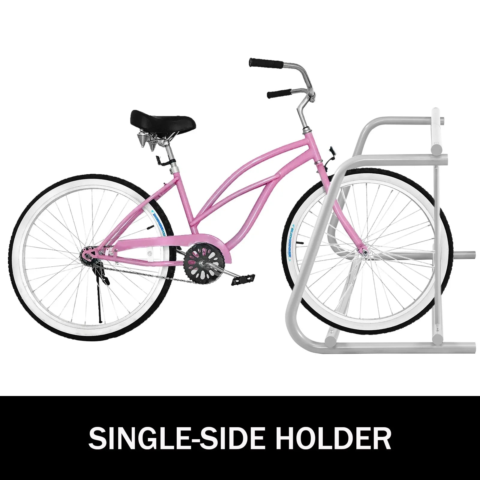 Single-Side All-Steel Rack, BENTISM Stand Bike Streets Length Floor Storage Rack, 111" Bike Yards Garages 9 Holders Grid for