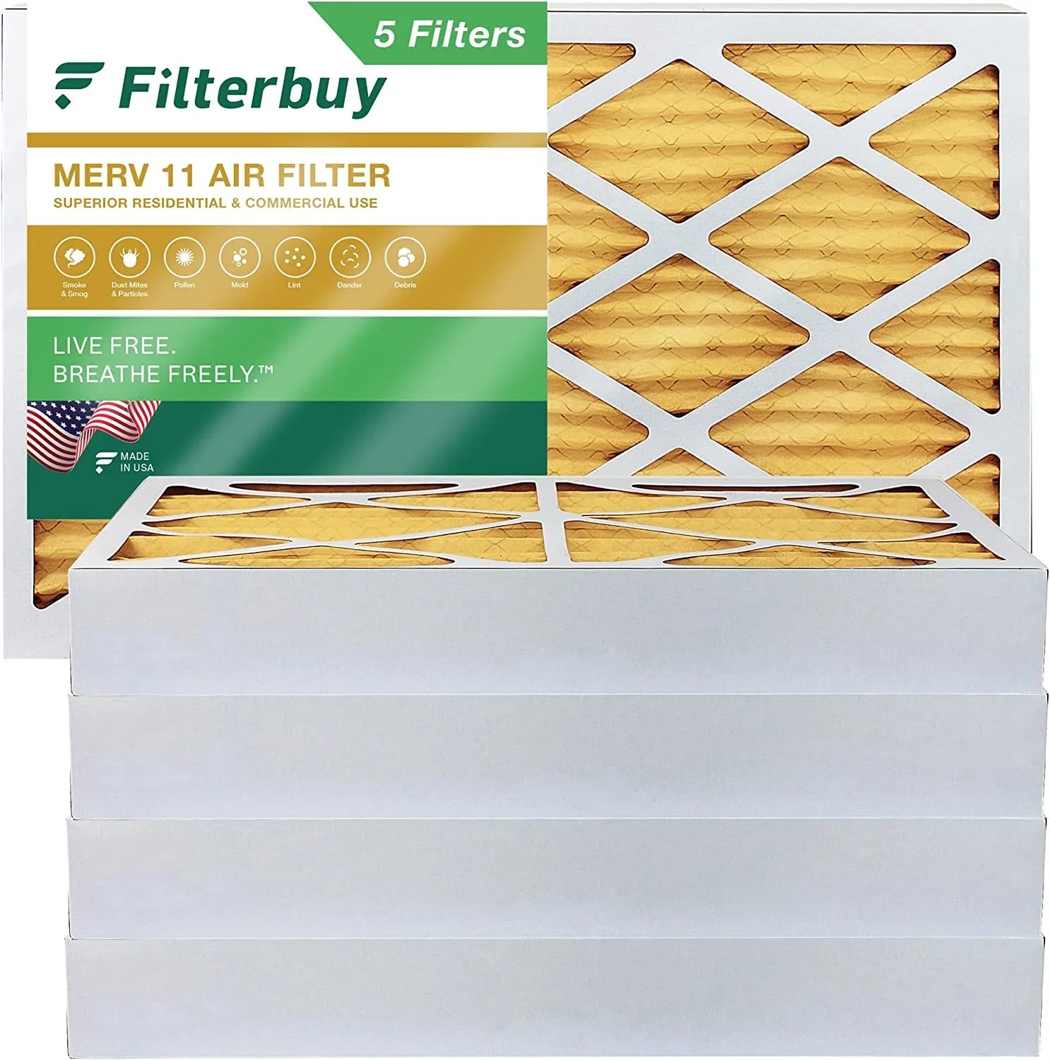 Filters (5-Pack) Pleated Furnace MERV Filterbuy 8x20x4 HVAC Air AC 11