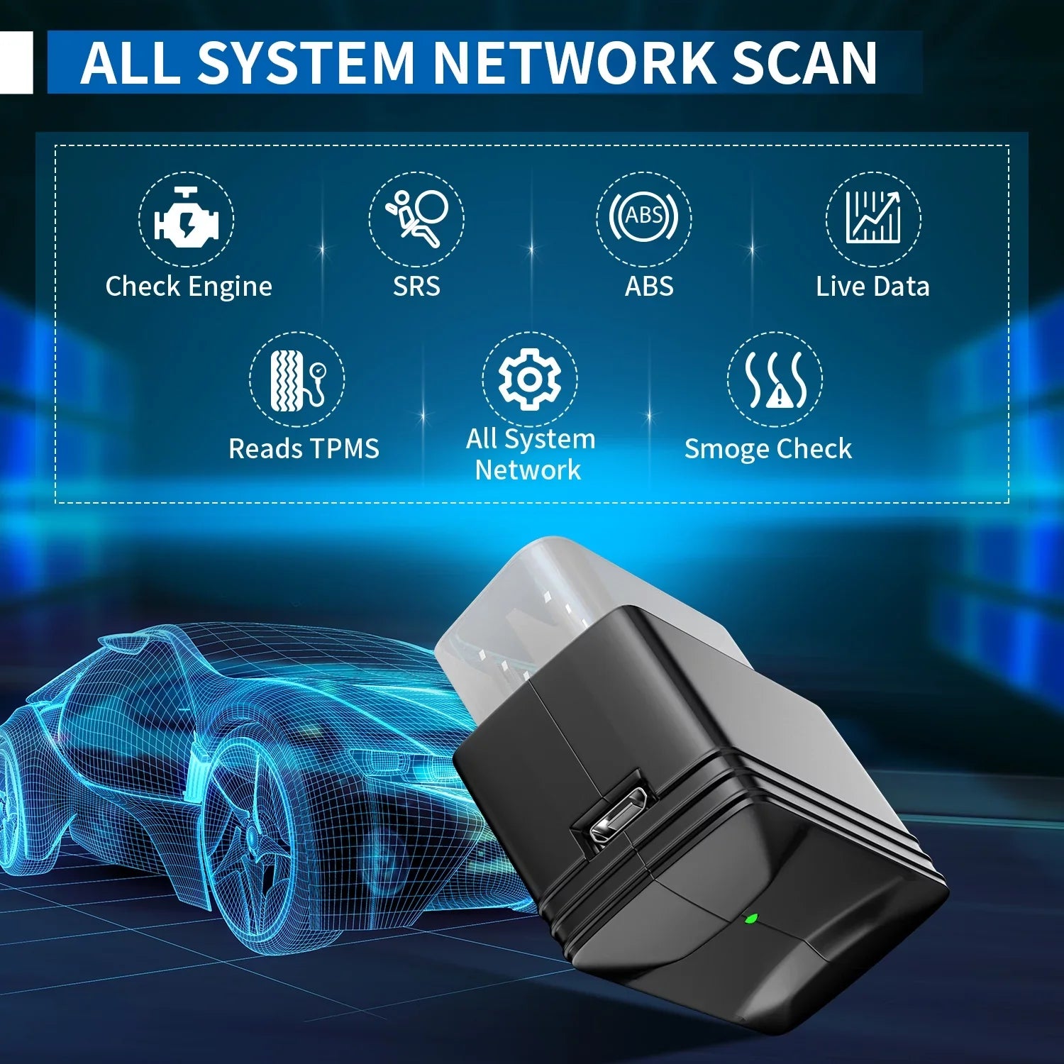 for Reader Adapter Scanner Scan Dodge Wireless OBD2 Innova ABS SRS Code Bluetooth Engine Lincoln Full Buick Scanner Auto Diagnostic 6000P Code Scan Chevrolet GMC Car Chrysler Tool System