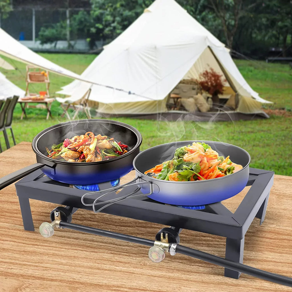 for Camping Stove 2 Flkoendmall Propane Portable Burner Patio Cooker exterior 8000W Gas
