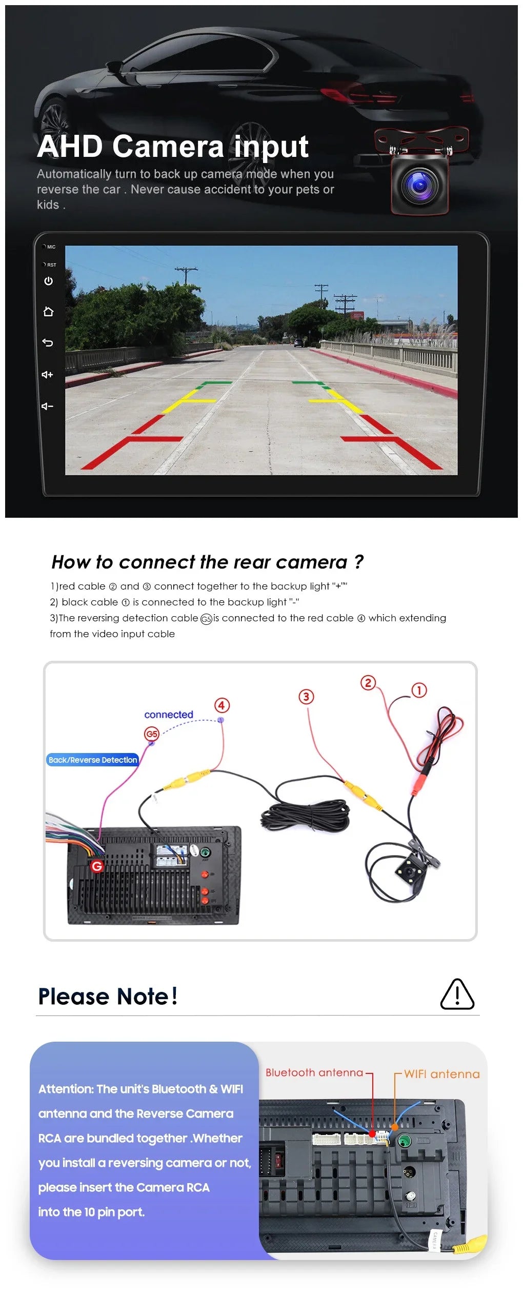 2+32GB Receiver Din Car 1280*720 10.1" WiFi Android Carplay USB Backup Android IPS AHD Stereo Bluetooth Radio Wireless Auto Navigation Double GPS Screen FM/RDS Camera