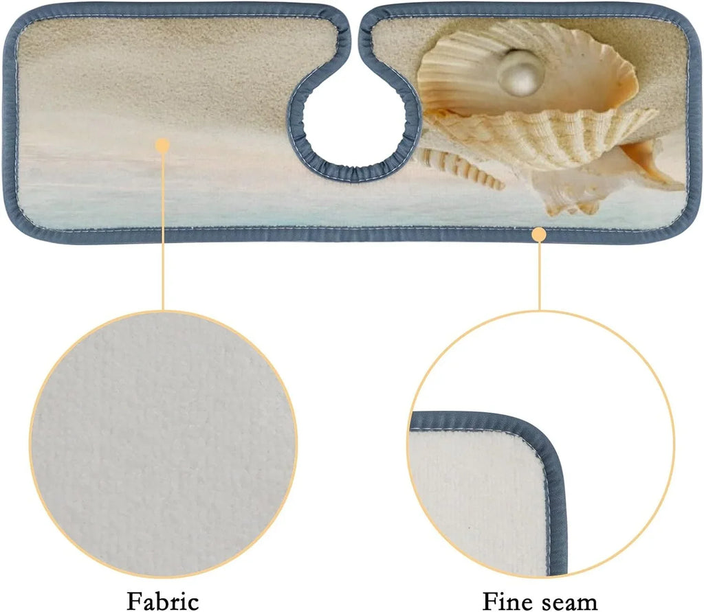 Sea Beach Washable Mat, 3PCS Microfiber Faucet Bestwell Mats Starfish Drying Sink Drip Kitchen Splash Summer Absorbent Guard Bath Catcher, Countertop Sinkmat