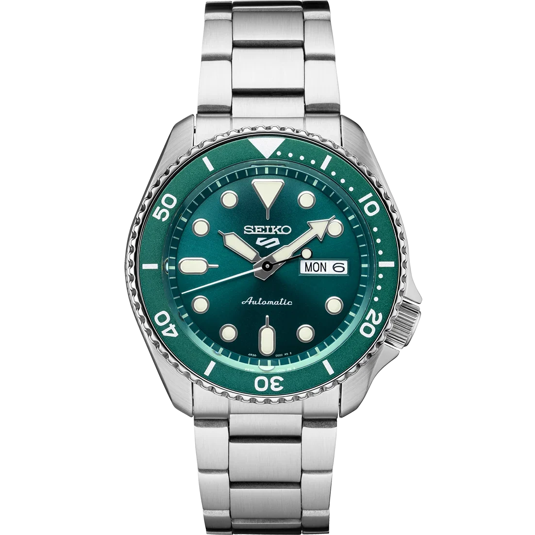 Green Men's Watch 5 Steel Date Seiko Automatic SRPD61 Stainless Day Dial Sports