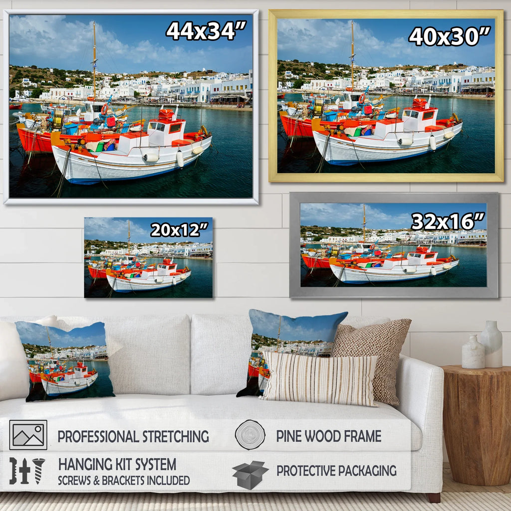 Port" A Prints Hunting Designart Wall At Greek Boat "Finishing Art & Fishing