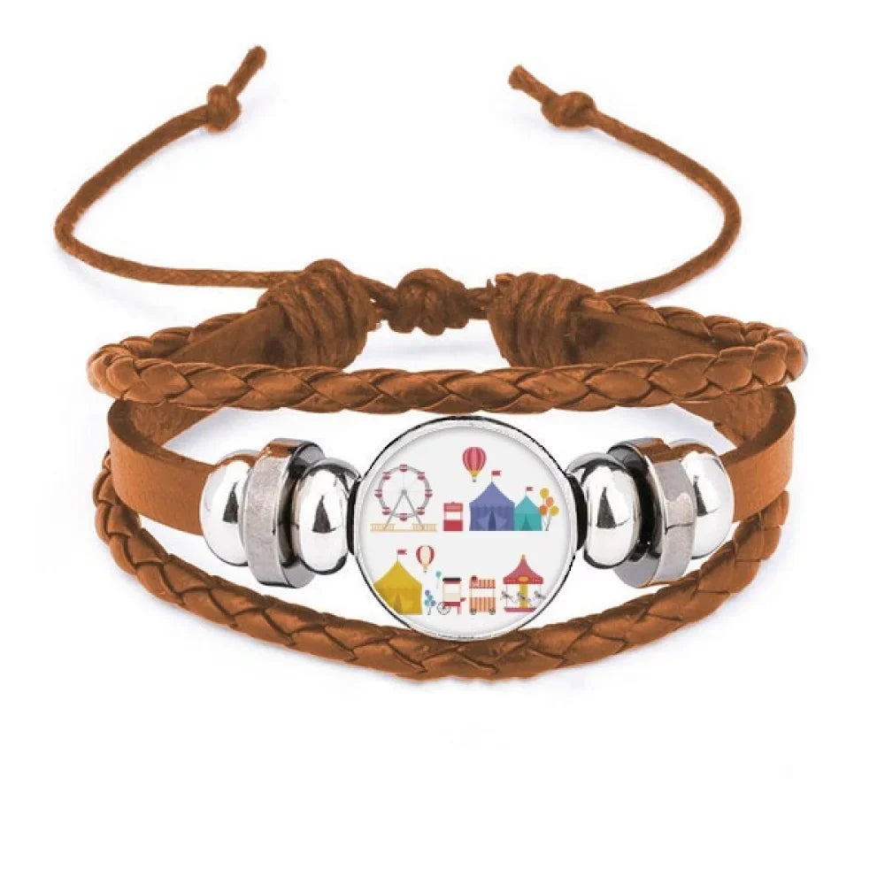 Leather Ornament Colourful Park Wristband Bracelet Facilities Jewelry Pattern Amusement