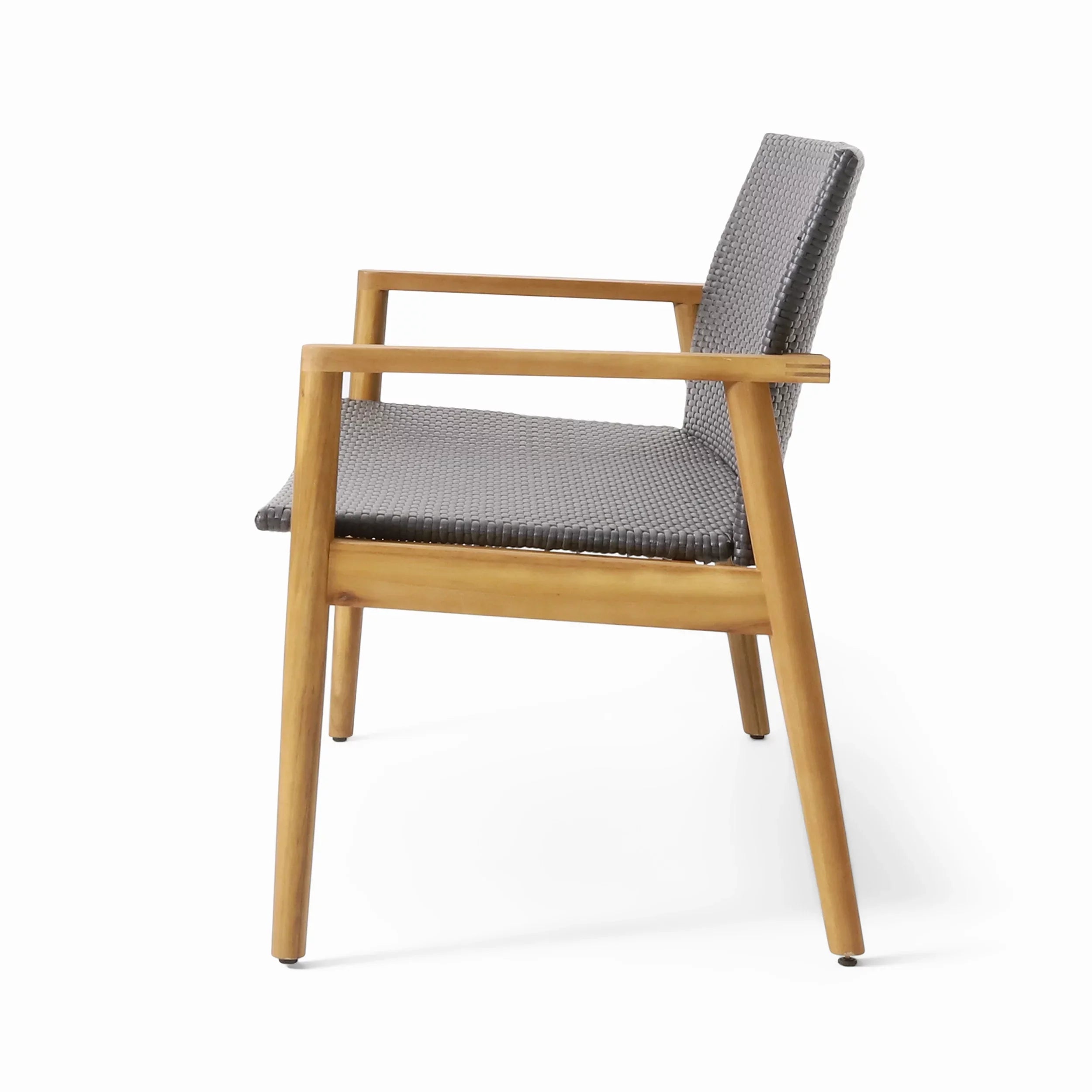 Gray Wicker exterior Acacia Teak and and 4 Wood , Chat Remuda Seater