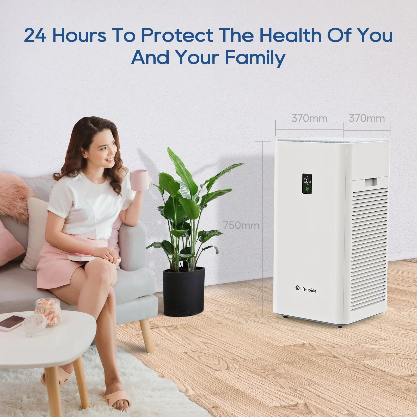 Removal 99.99% HEPA,4555 Air 0.01 For Lifubide True Coverage,24dB Room H13 Of Microns Dander、Smoke、Odor、Dust， Purifier, Pet Purifier Low Sq.Ft PM2.5 Air Particles, Smart Noise Bedroom, Monitor, Large