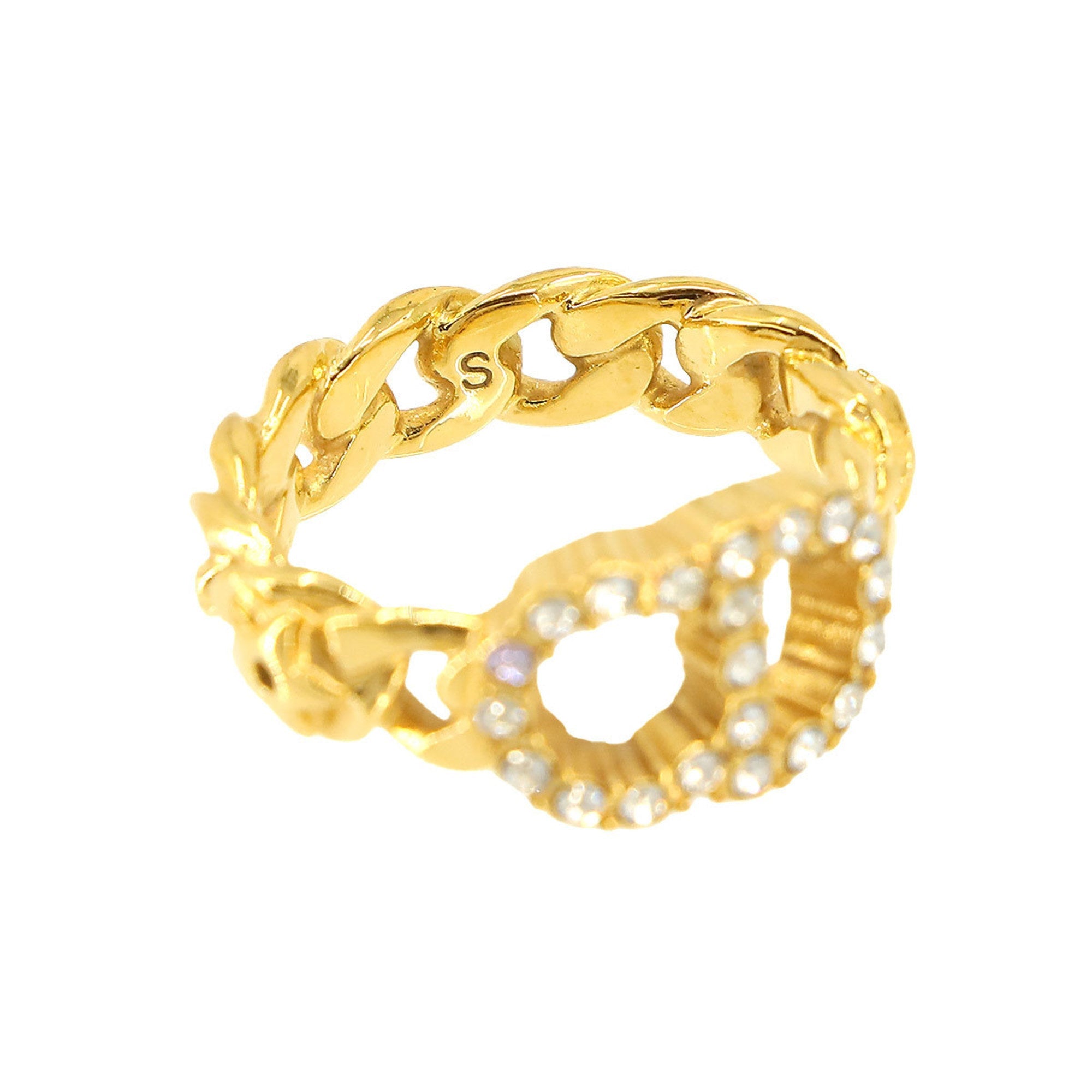 New) Lune S Pre-Owned (Like Christian D Gold Dior Rhinestone Ring Clair