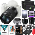 55-210mm Filter Accessories Angle Alpha Case Vlog Battery 2 Mirrorless + Telephoto & Lenses & ZV-E10 Bundle Deco Gear ILCZV-E10L/W Camera + APS-C Set + Kit 16-50mm Extra Wide with Lens + White