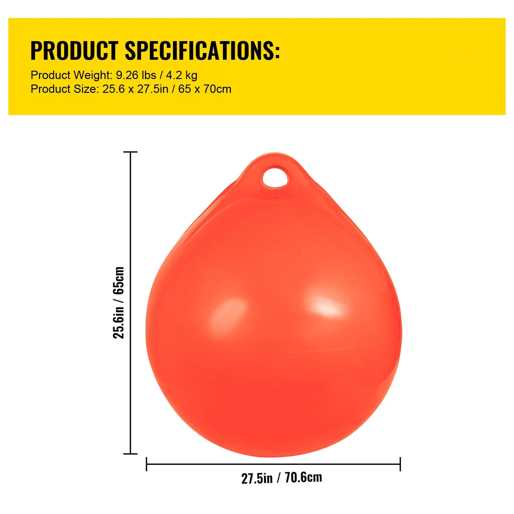 Anchoring, Boat Ball, Heavy-Duty 27in Buoy, BENTISM Vinyl Marking, Orange Fishing, Boat Inflatable Rafting, Marine-Grade Diameter Buoy, Round Marker Buoy Mooring