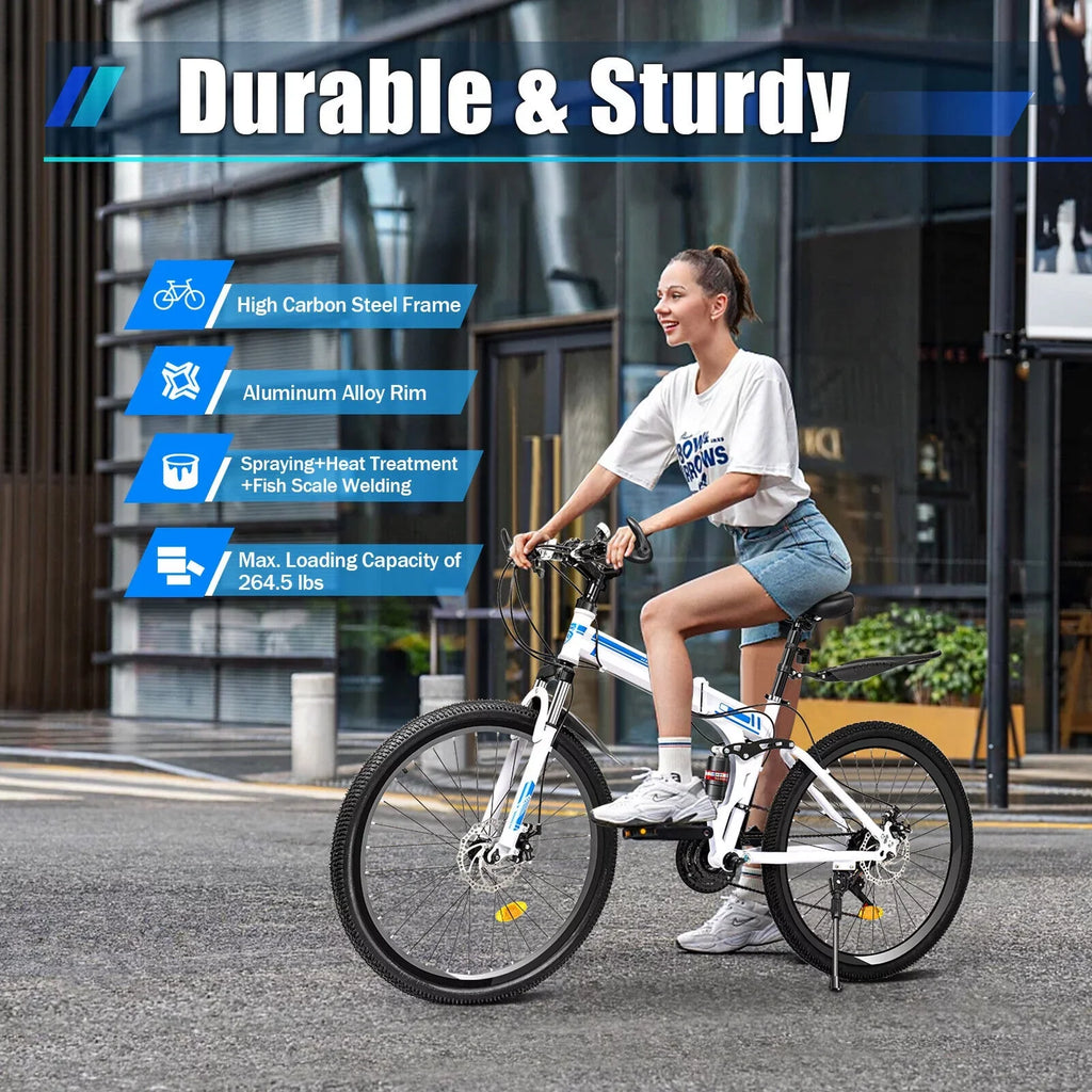 Brake SHZICMY Bikes Dual Men Disc Bicycle 21 26" Folding Mountain Speed School Bike MTB