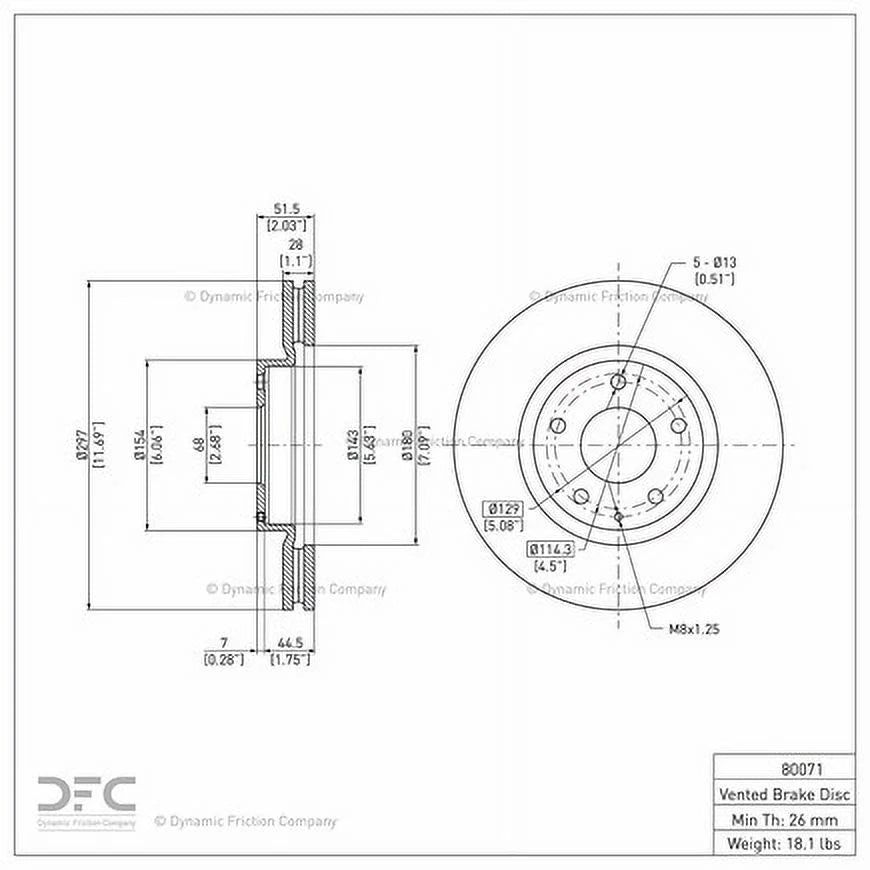 Brake Friction Rotor Front Dynamic 2014-2015 For 6 Mazda CX-5, 600-80071 Disc Mazda (1) Company 2013-2015