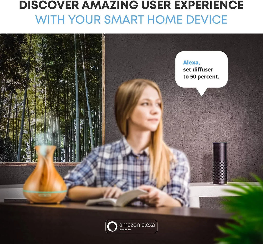 Light Home Essential Modern Sierra Aromatherapy Diffuser 400 Oils, ml and WiFi Humidifier for Smart Wood