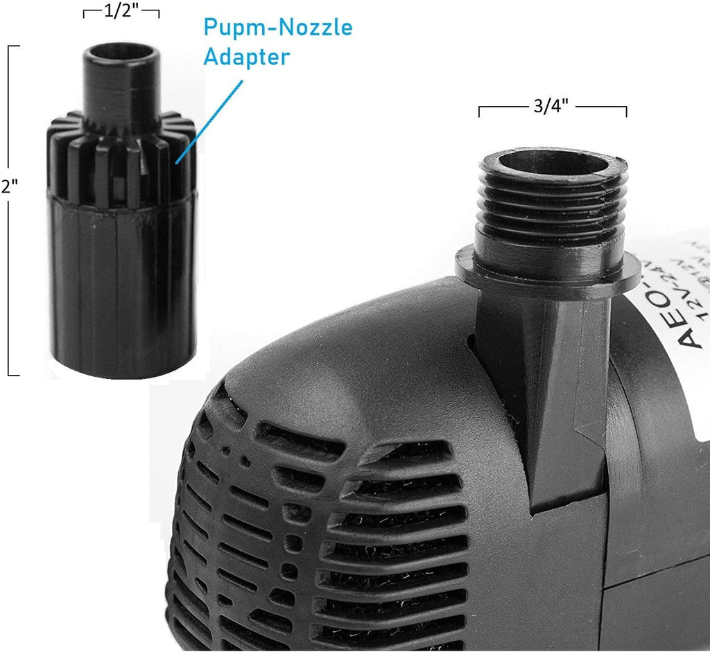 Pack 410GPH, Pond, DC Brushless Aquarium Solar 12V Pump, 24V 1 410GpH - for Submersible Fish liquid Fountain, and