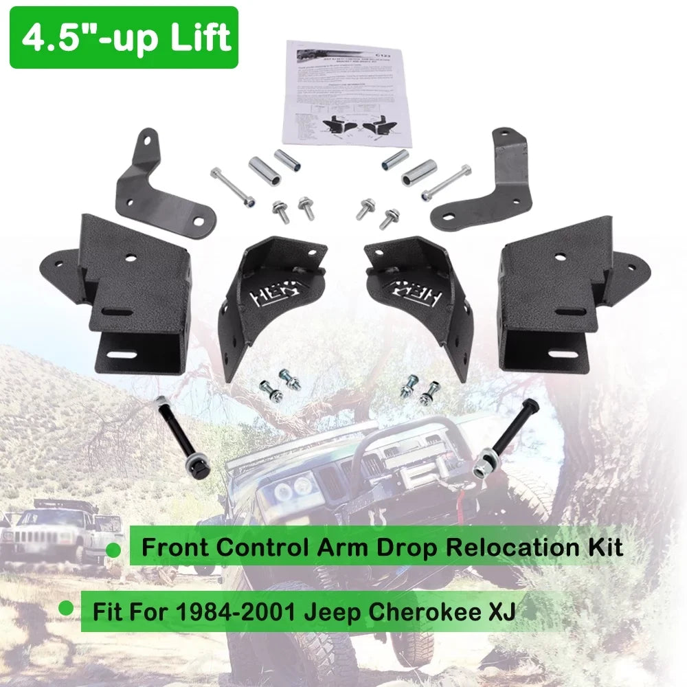 XJ Relocation Drop Front 1984-2001 Arm Kit ELITEWILL 4.5"up Jeep lift Cherokee Control For