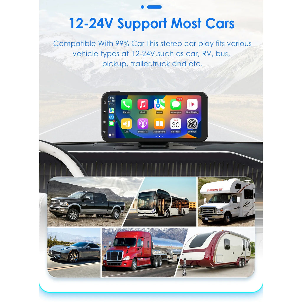 Auto Receiver Navigation Android Touchscreen Stereo Car Ossuret Radio Carplay Wireless 360° GPS With 6.25" Support Backup Audio Bluetooth Camera Adjustable