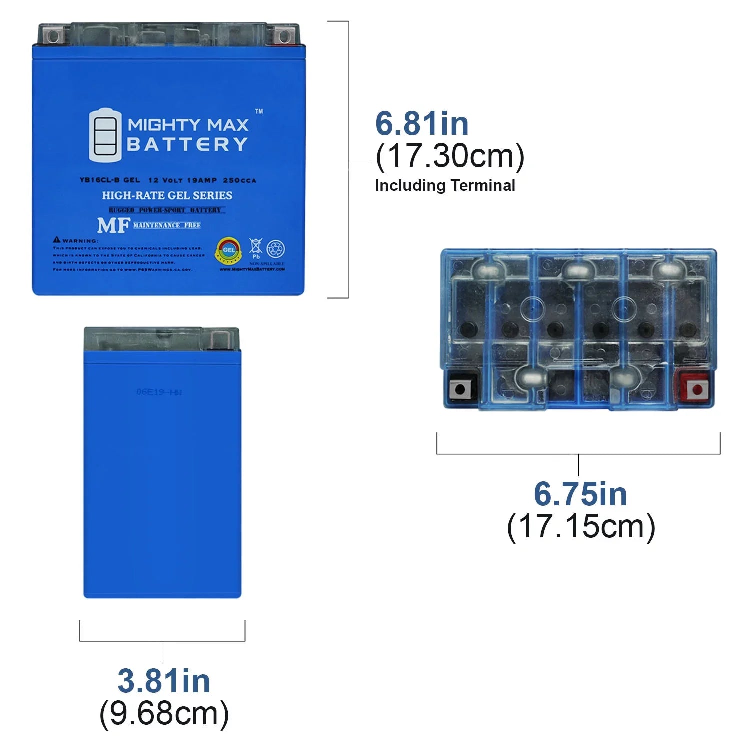 VXR 12V Battery 09-12 GEL Yamaha YB16CL-B for FZS, 1800cc 19AH VXS,