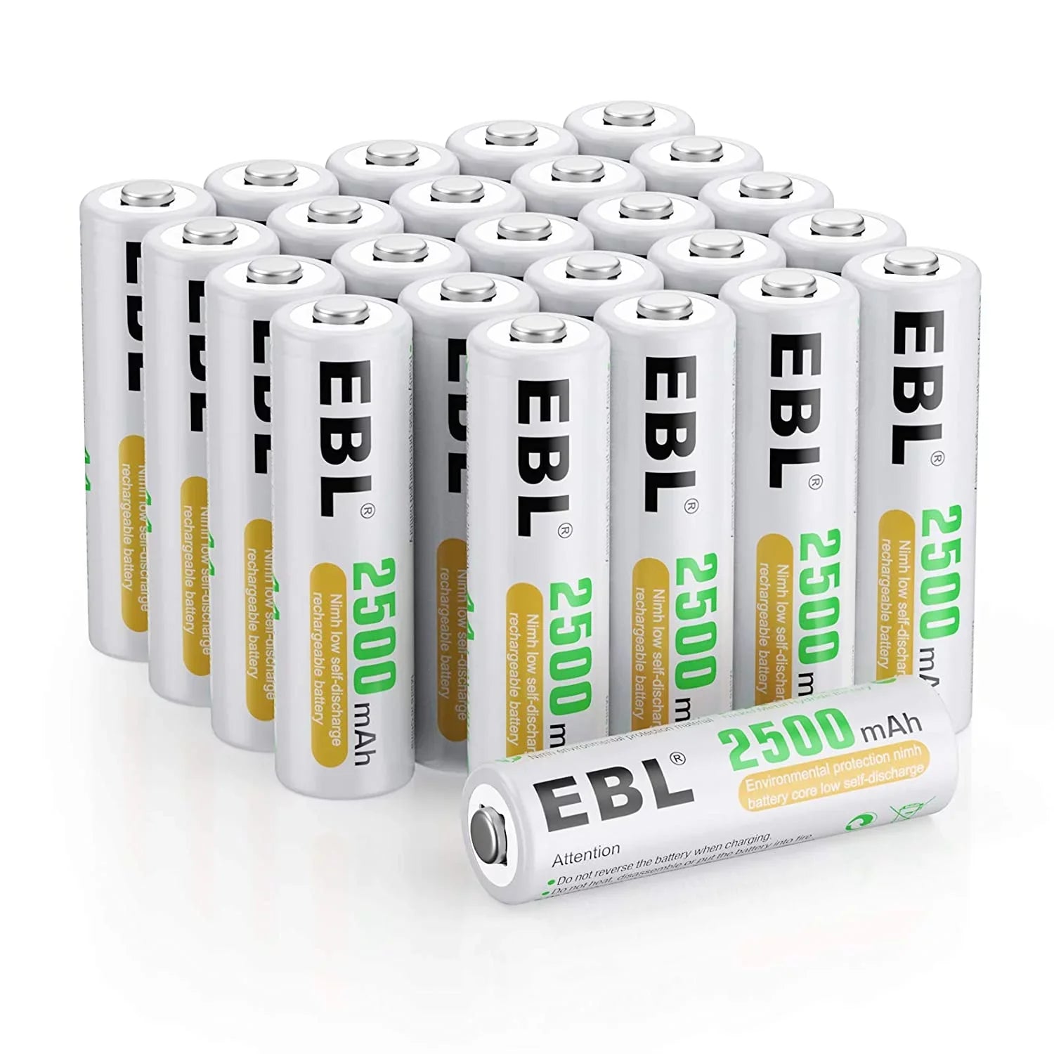 EBL 1.2V Batteries AA AA 2500mAh 24 Pre-Charged Rechargeable High Performance - Pack Batteries