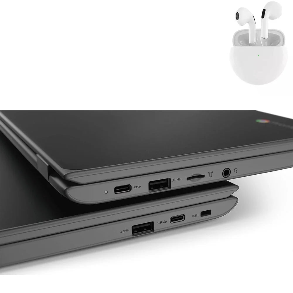 Laptop with 11.6" RAM Intel PreOwned 4GB 10 and Windows Wireless dent) Pro SSD 64GB Processor 100e Earbuds (scratch