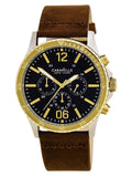 Brown 45A135 Dial Blue Men's Chronograph Leather Caravelle Watch Sport Strap