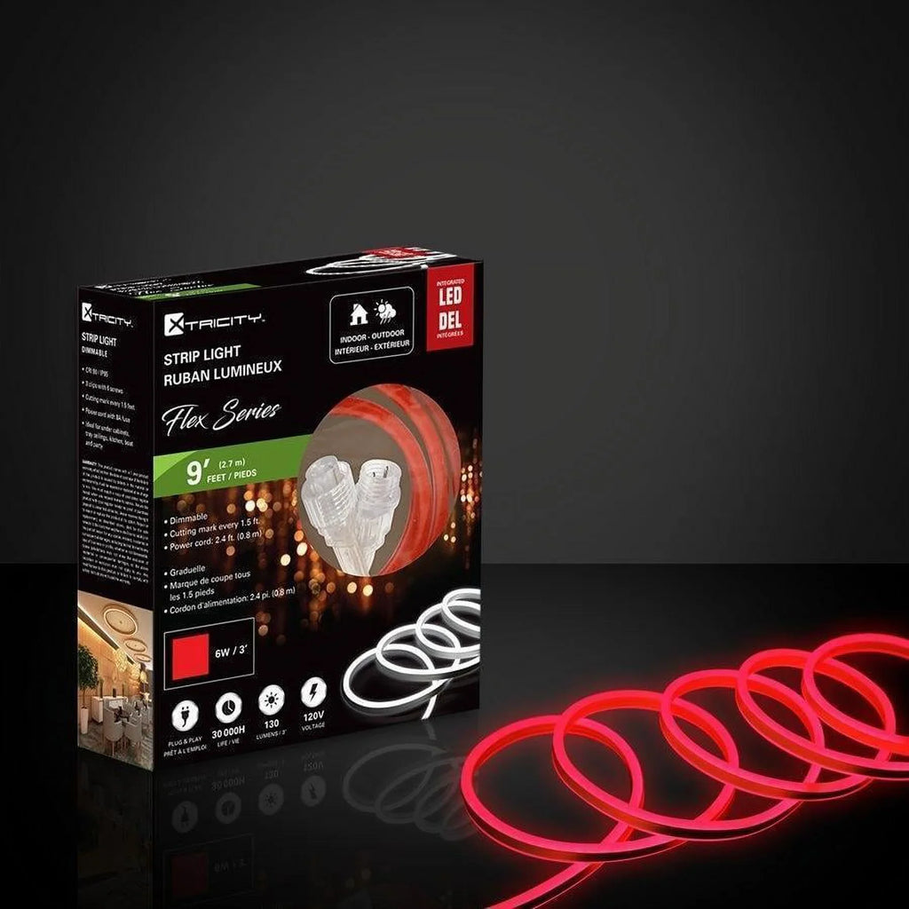 feet/6w-3'/120v/red 9 Strip and Led Flexible Xtricity Indoor exterior