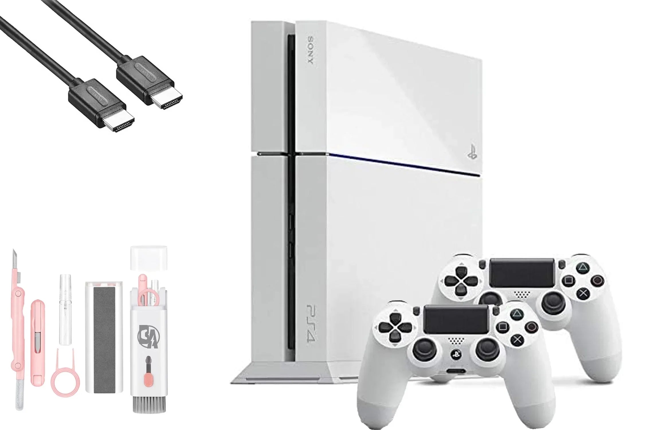 Cable Cleaning Like New AXTION Kit PlayStation 2 BOLT 500GB HDMI 4 White Console Controller with Bundle Gaming
