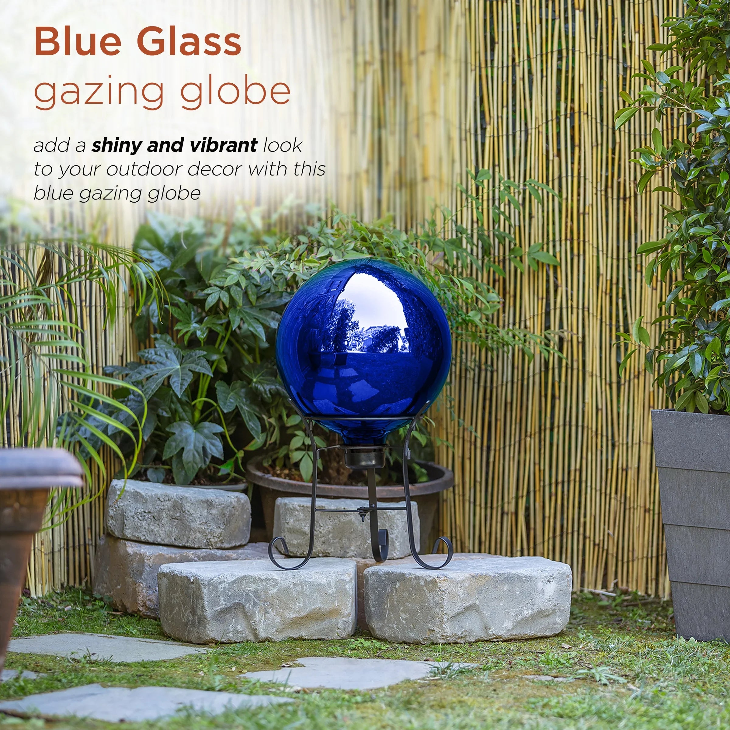 Alpine Glass Globe, Reflective 10" Blue Gazing Corporation