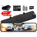 with Motion Triple with Channel, Detection, Monitor,Vehicle Camera GPS&64GB Night 2K 3 Recording, Camera Card, Cam Loop Backup Dash WOLFBOX Mirror Screen Touch Vision, Parking Car Car