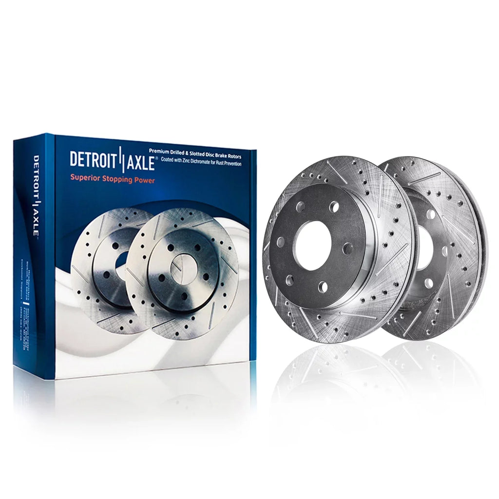 Slotted Ceramic 12'' Brake and Drilled 12.78'' Pads: Rear Rotors Detroit Sierra Astro Brakes Kit Brake Front Replacement Chevy - Silverado Tahoe Safari Axle Yukon 1500 for GMC Rotors Disc