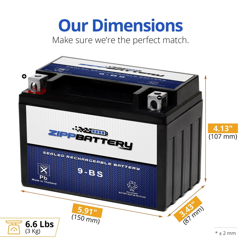 Ytx9-Bs 150Cc Battery Battery for 2004 Zipp Dazon Classic Atv Raider - Kart