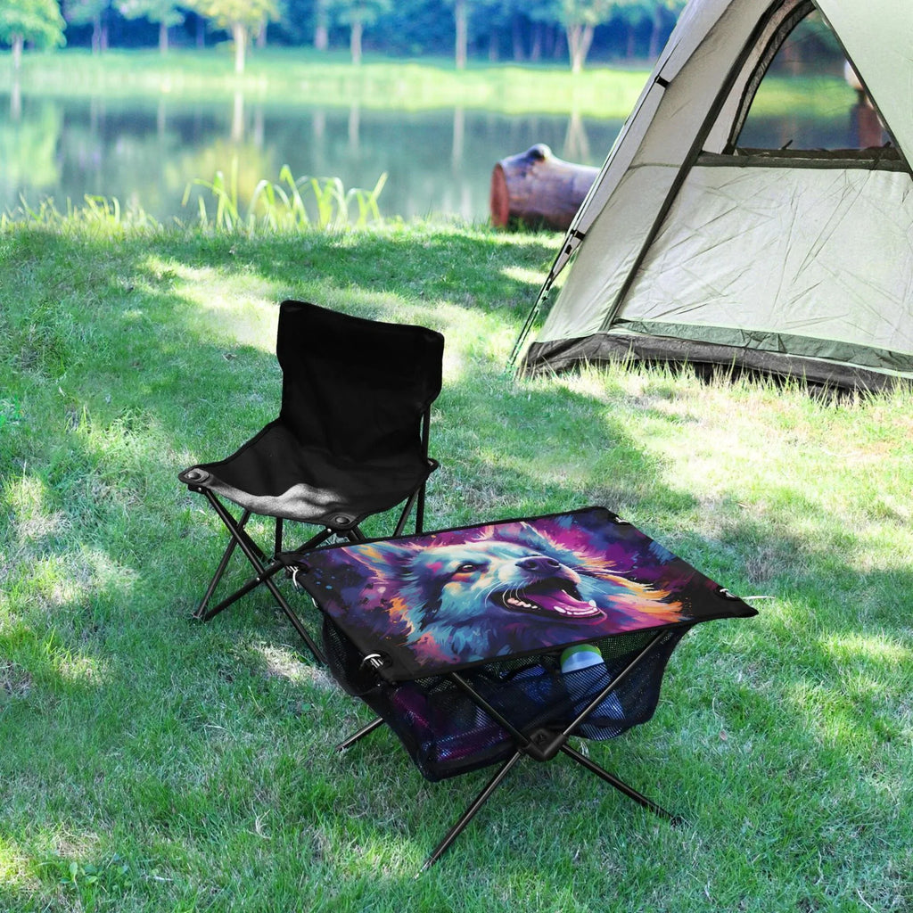 BBQ Compact with for Storage Portable exterior Foldable Table Picnic Fishing Cool Hiking Table Wolf Table Abstract Bag Beach Camping