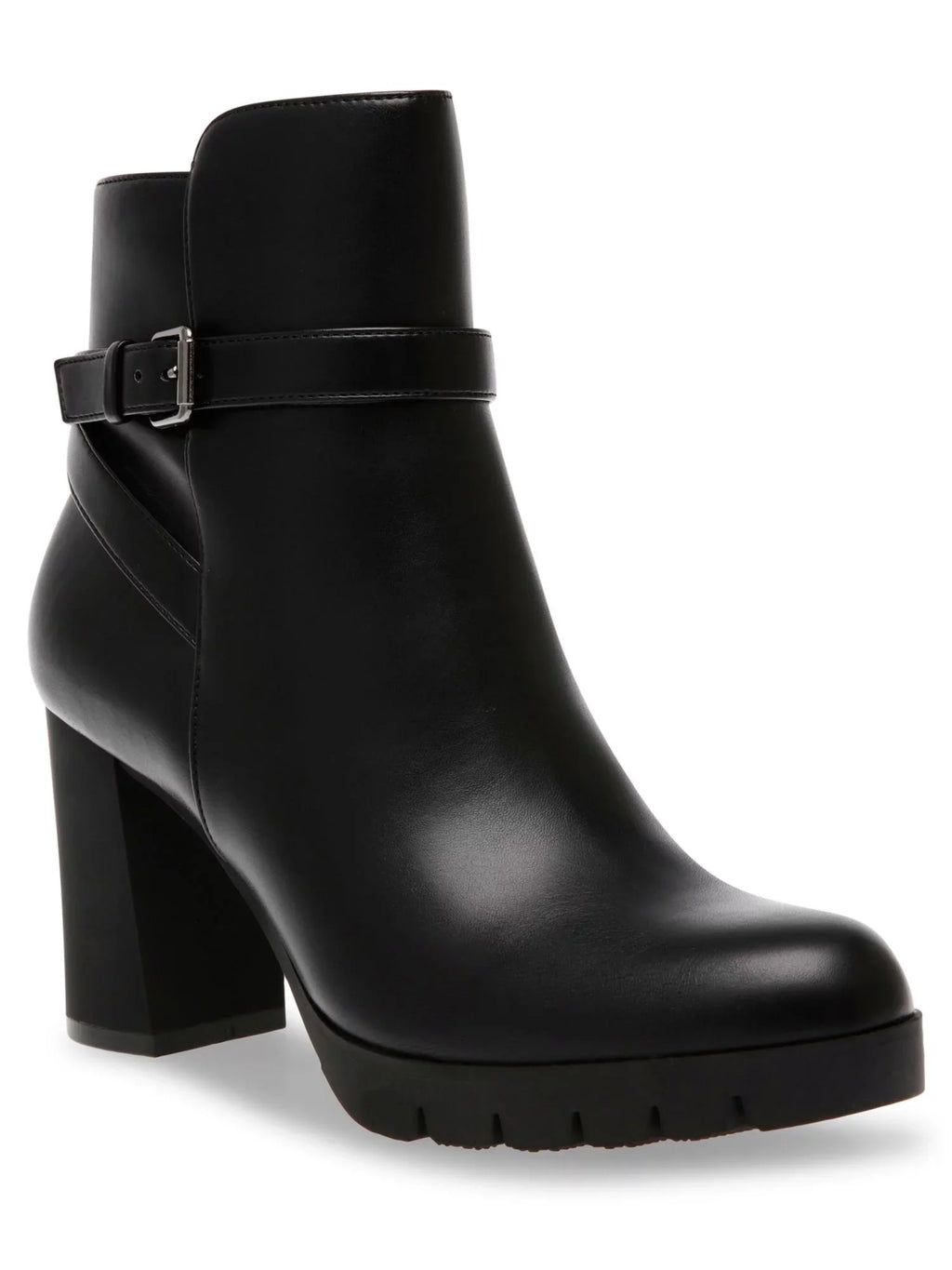 Cushioned ANNE 10.5 Accent Buckle Booties Block Zip-Up Womens KLEIN M Round Heidi outfit Black Heel Toe