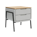 Modern Minimalist Nightstand with Two Drawers and Wooden Top