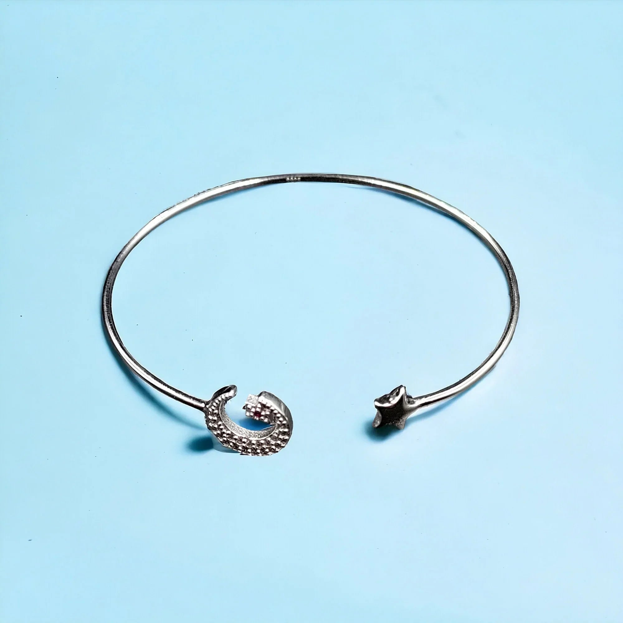 Star Best ended Adjustable Moon Solid Kada and design Celesticle Bracelet Open CZ cuff idea for Gift jewelry Handmade Girls Silver
