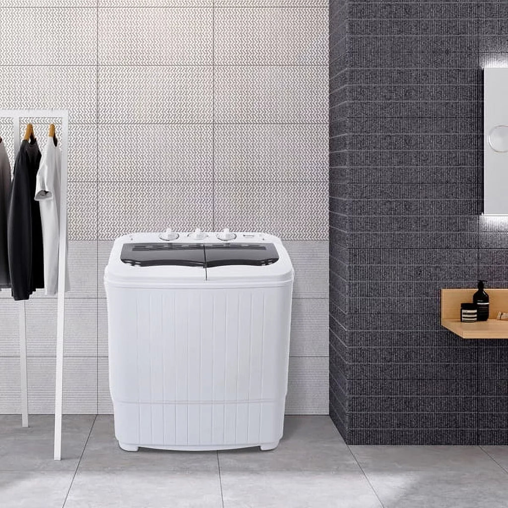 Machine Washer with 7.7lbs Washing for 14.3lbs, Drain Dorms Apartments with Machine Tub Spinner, SYTHERS 6.6lbs Washer Mini Pump, Semi-Automatic Combo Twin