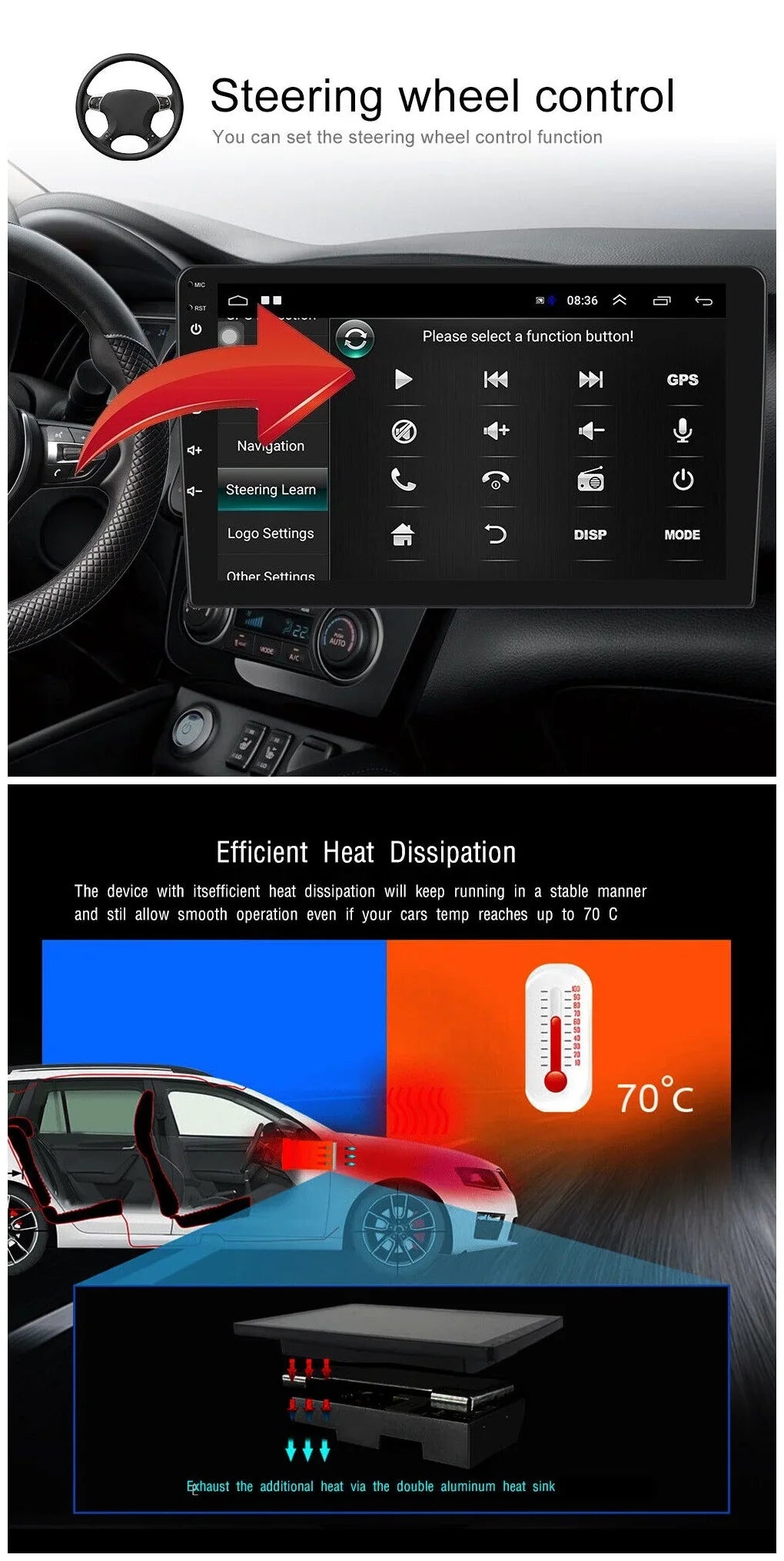 2+32GB Receiver Din Car 1280*720 10.1" WiFi Android Carplay USB Backup Android IPS AHD Stereo Bluetooth Radio Wireless Auto Navigation Double GPS Screen FM/RDS Camera
