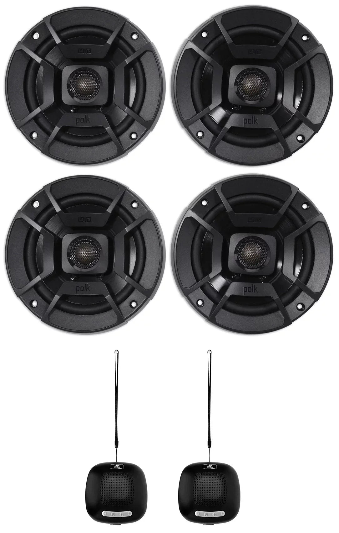 Rockville (2) Marine/ATV/Motorcycle/Boat Watt with Bundle (2) Speakers Audio RPB1 10 Polk Audio 5.25" DB522 600w Car