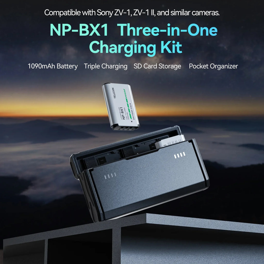 Batteries FDR-X3000R/ HDR-CX405/ RX100M6/ Charging Battery: Dcenta 2pcs WX350/ CMR-001 with TELESIN + ZV-1/ FDR- RX100/ Case with HX50/ H400/ 3-Slot Compatible NP-BX1 HDR-PJ410/