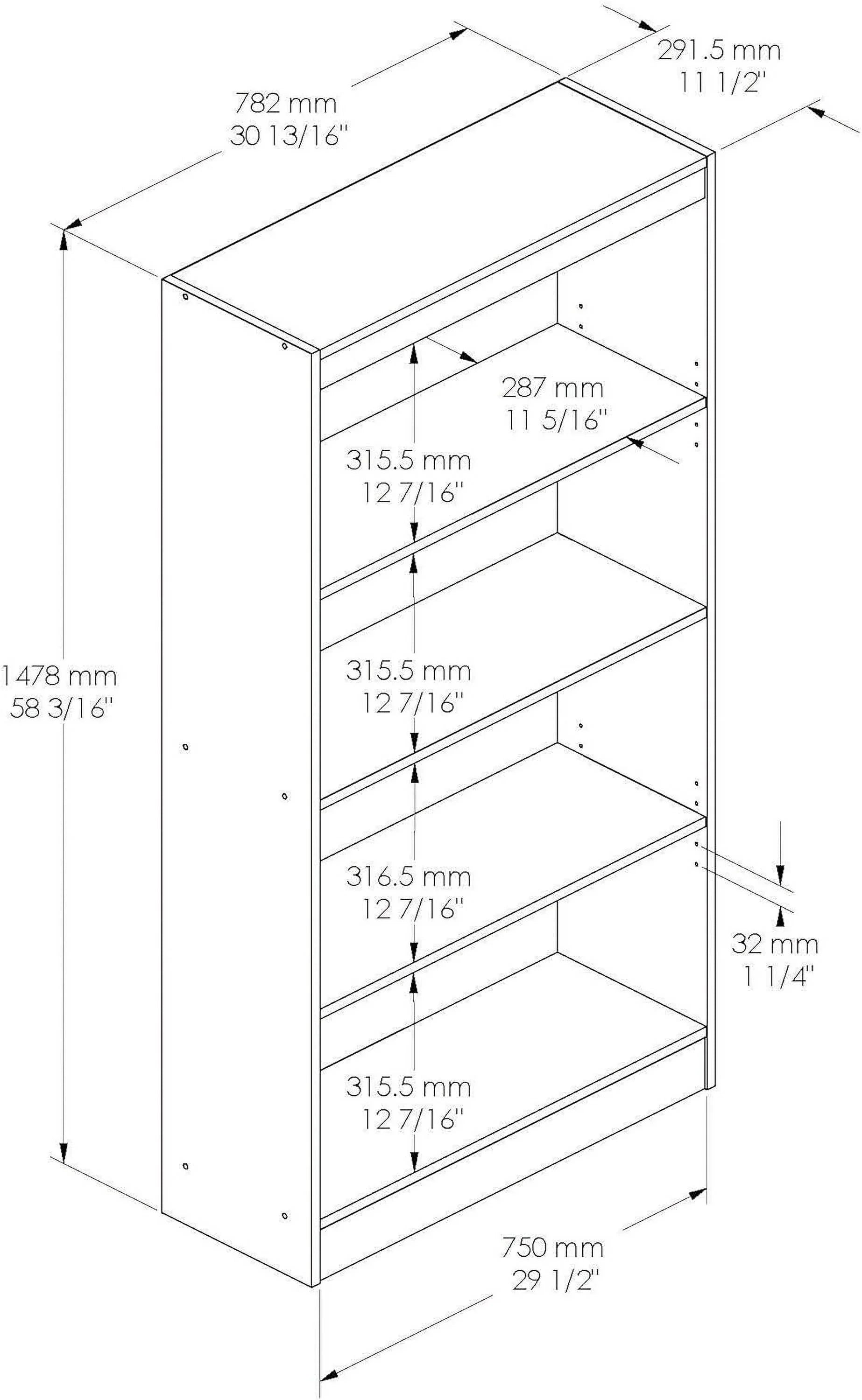 Cherry, Axess Bookcase-Morgan 58-Inch 4-Shelf
