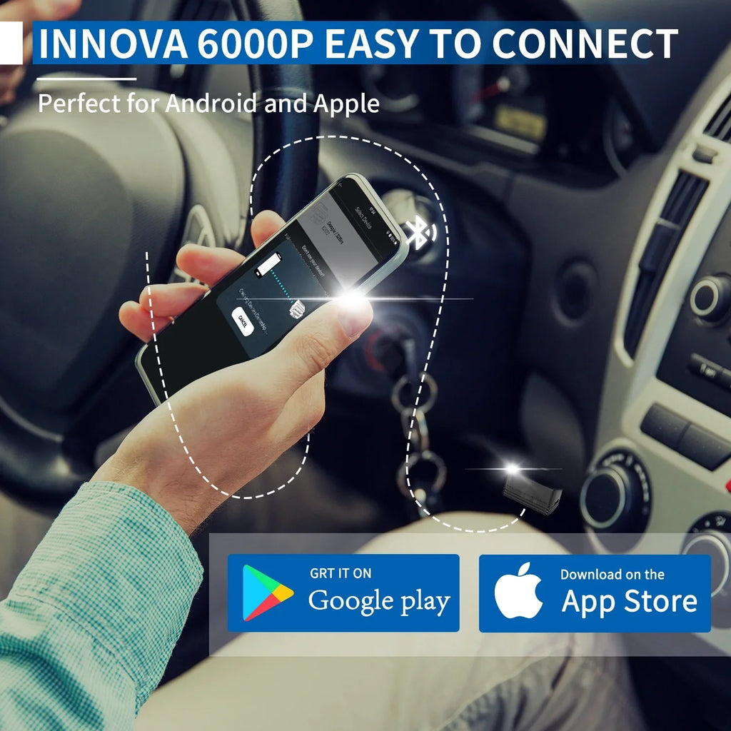 for Reader Adapter Scanner Scan Dodge Wireless OBD2 Innova ABS SRS Code Bluetooth Engine Lincoln Full Buick Scanner Auto Diagnostic 6000P Code Scan Chevrolet GMC Car Chrysler Tool System