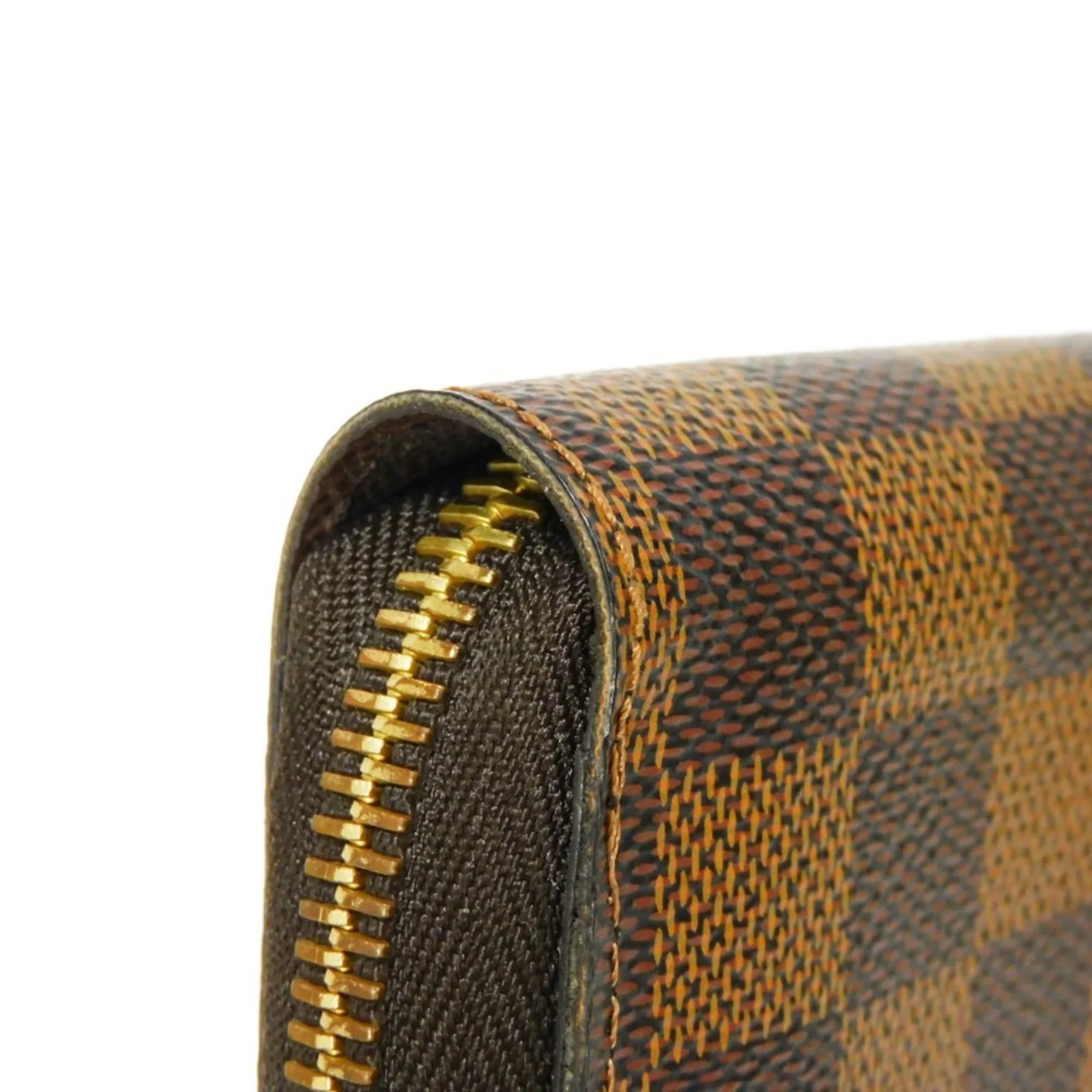 Zipper New Zippy Damier Pre-Owned (Good) Vuitton Men's Brown Pattern N41661 Wallet Ebene Checkered Long Logo Round Women's