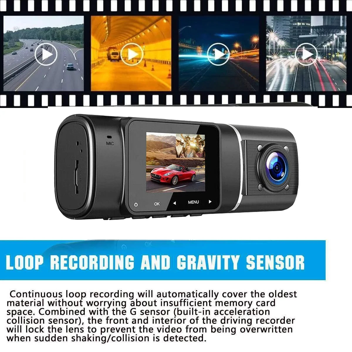 TOGUARD Car 1080P LCD ,Parking Night Inch Cam G-Sensor, Car Dash Recording, Display 1.5 Vision HDR Camera Loop Camera ,IR Mode, FHD
