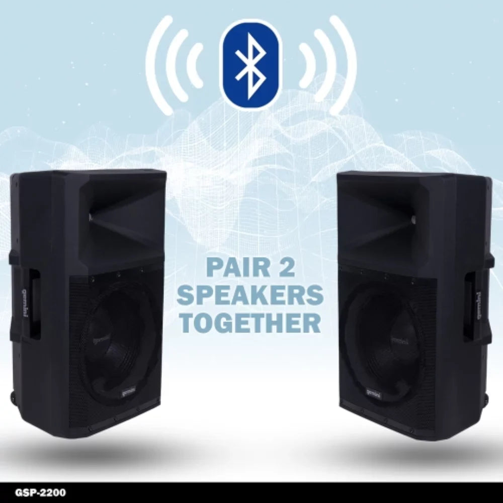 Media Audio Portable Gemini System Watt Sound GSP-2200 PA Bluetooth Speakers Pro DJ 2200