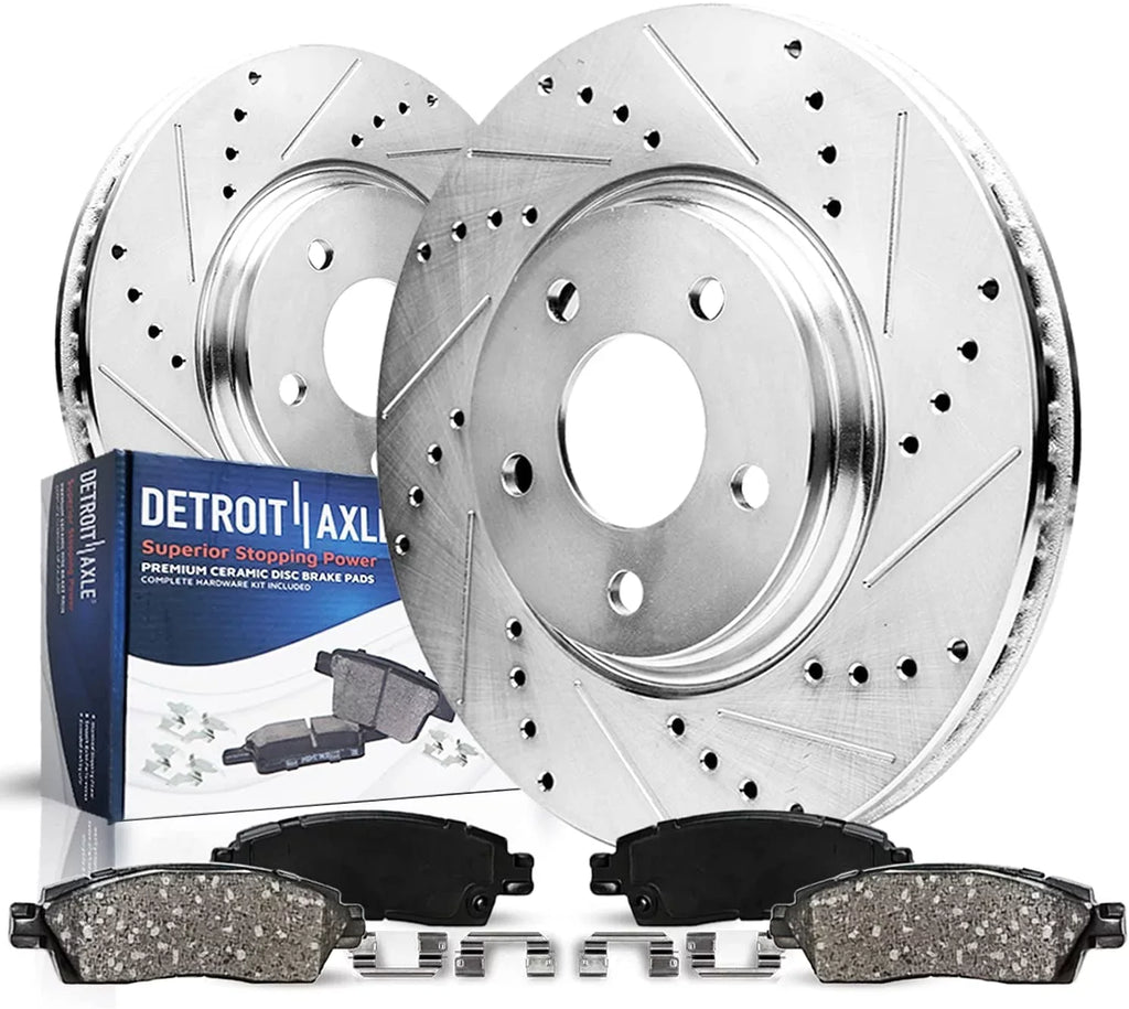 11.89" Brake Routan Front Brake Slotted Ram Detroit Ceramic - Rotors C/V and Journey Caravan for Front Dodge Rotors Replacement & Pads Brakes Kit Chrysler Axle Drilled : Country Grand Town