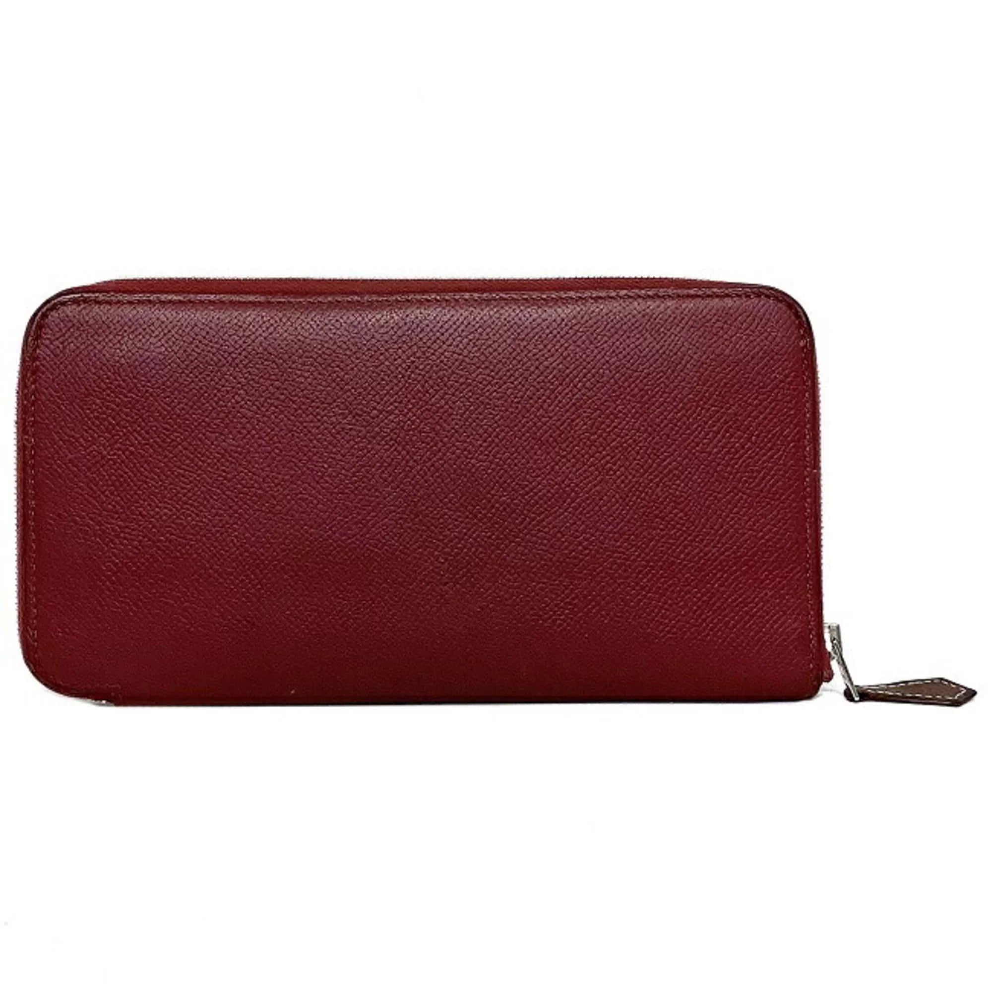 Silk Leather Glenat Rouge Azap In HERMES Long Ladies Pre-Owned Wallet Bordeaux Hermes (Good) Epson Round