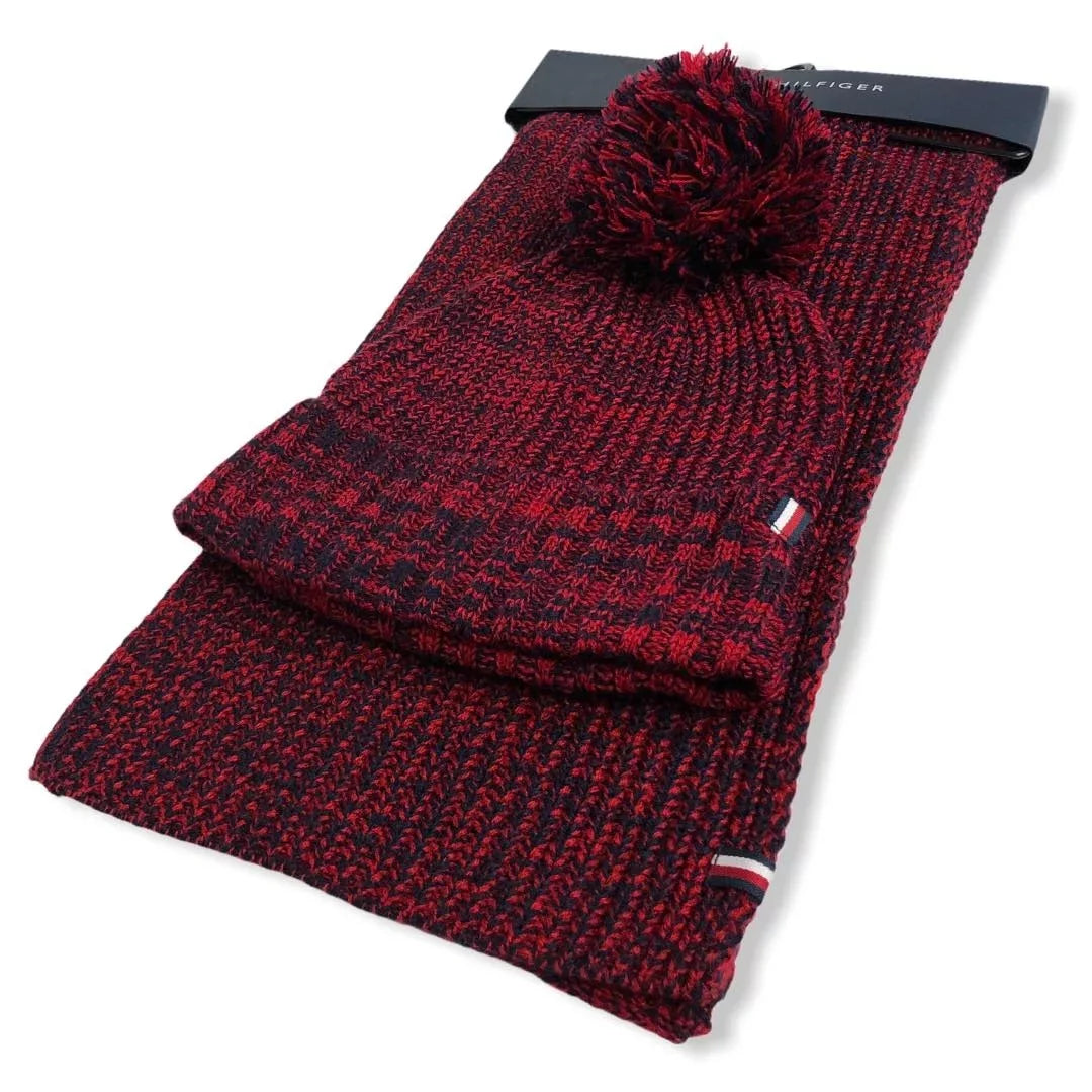 Navy Set and Scarf Red Hat Logo Hilfiger Tommy and